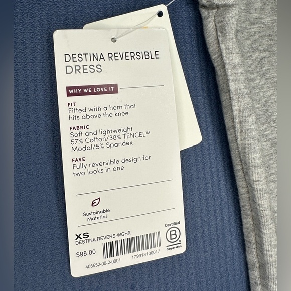 NEW Reversible Athleta Destina dress white heather gray scoop neck lenzing modal - Picture 9 of 9